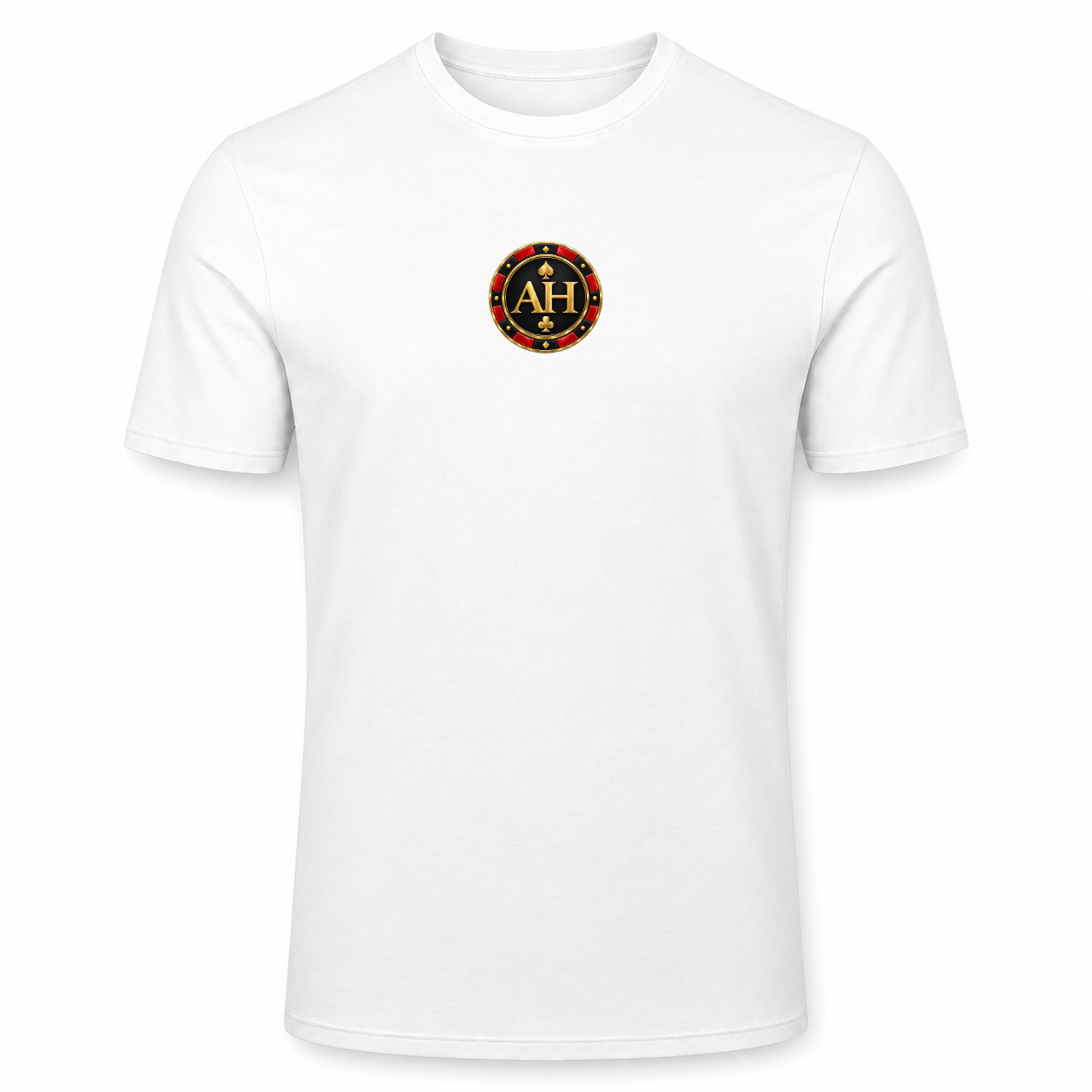 WHITE TEE AH CREST LOGO