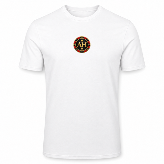 WHITE TEE AH CREST LOGO